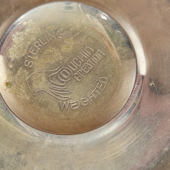 VINTAGE Duchin Creation Silver Etched Glass Bud Vase 10 Sterling Weighted Base - Picture 4 of 14